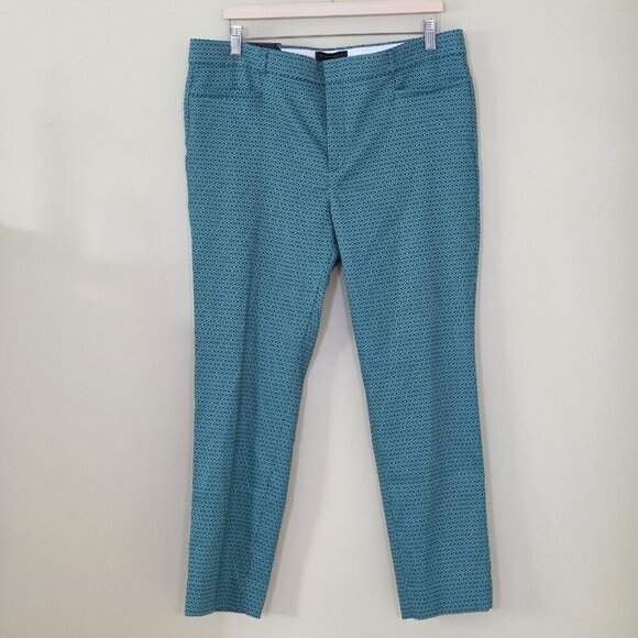 Banana Republic Pants Women 14 Green Geo Pockets Sloan Fit Stretch Ankle Office - Picture 16 of 16